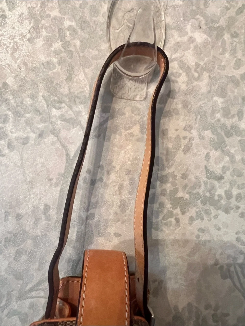 Vintage Coach Brown Signature Mini Crossbody Phone Pouch with Tan Trim